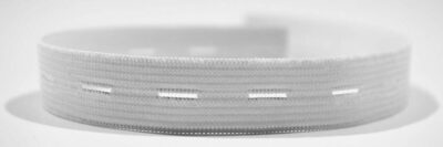 Buttonhole elastic, finished, á 100 m bobbin, 15 mm, raw white