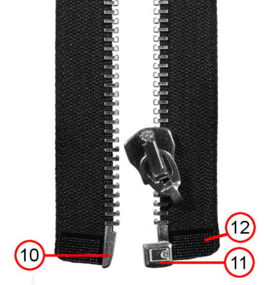 Separable zipper, labeled