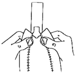 Installing a slider on a zip fastener – Step 3