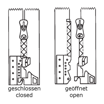 Zipper, open end with swivel-separable element