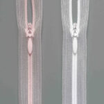 Spiral zipper S0 invisible concealed, transparent with drop puller, colours skin & white