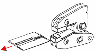 Mount the u-shaped bottom stop to spiral zipper using MPP: 4th step