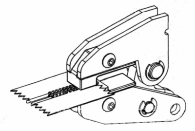 Mount x-shaped bottom stop to zipper using MPP: 4th step
