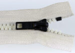 Black YKK Vislon 5VS top stop on Delrin 6 plastic injection moulded zipper