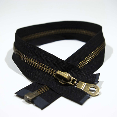 Zip M20 antique brass, o/e, a/l, 50 cm, black