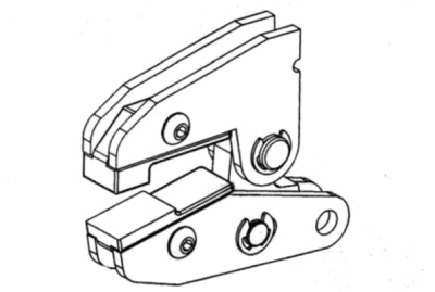 X-förmiges Endteil mittels MFZ an Reißverschluss montieren: 2. Arbeitsschritt (Glatte Pressbacken verwenden)